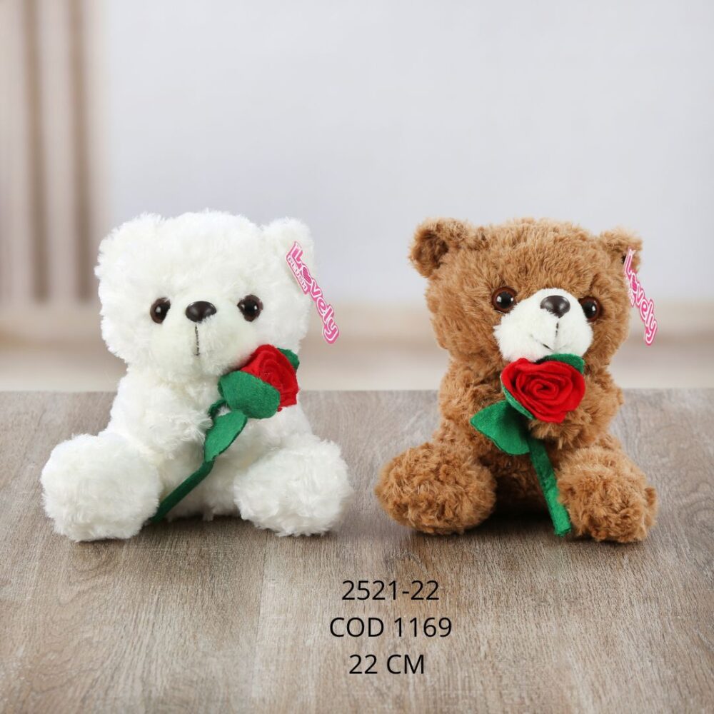 Oso con rosa 22cm - 2521-22