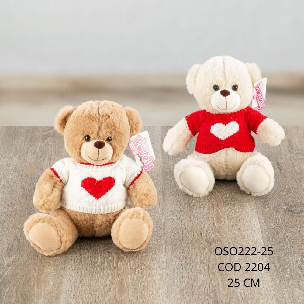 Oso saco corazon 25cm - OSO222-25