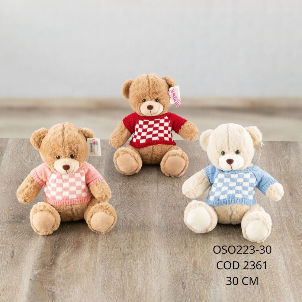 Oso buzo rayas 30cm - OSO223-30