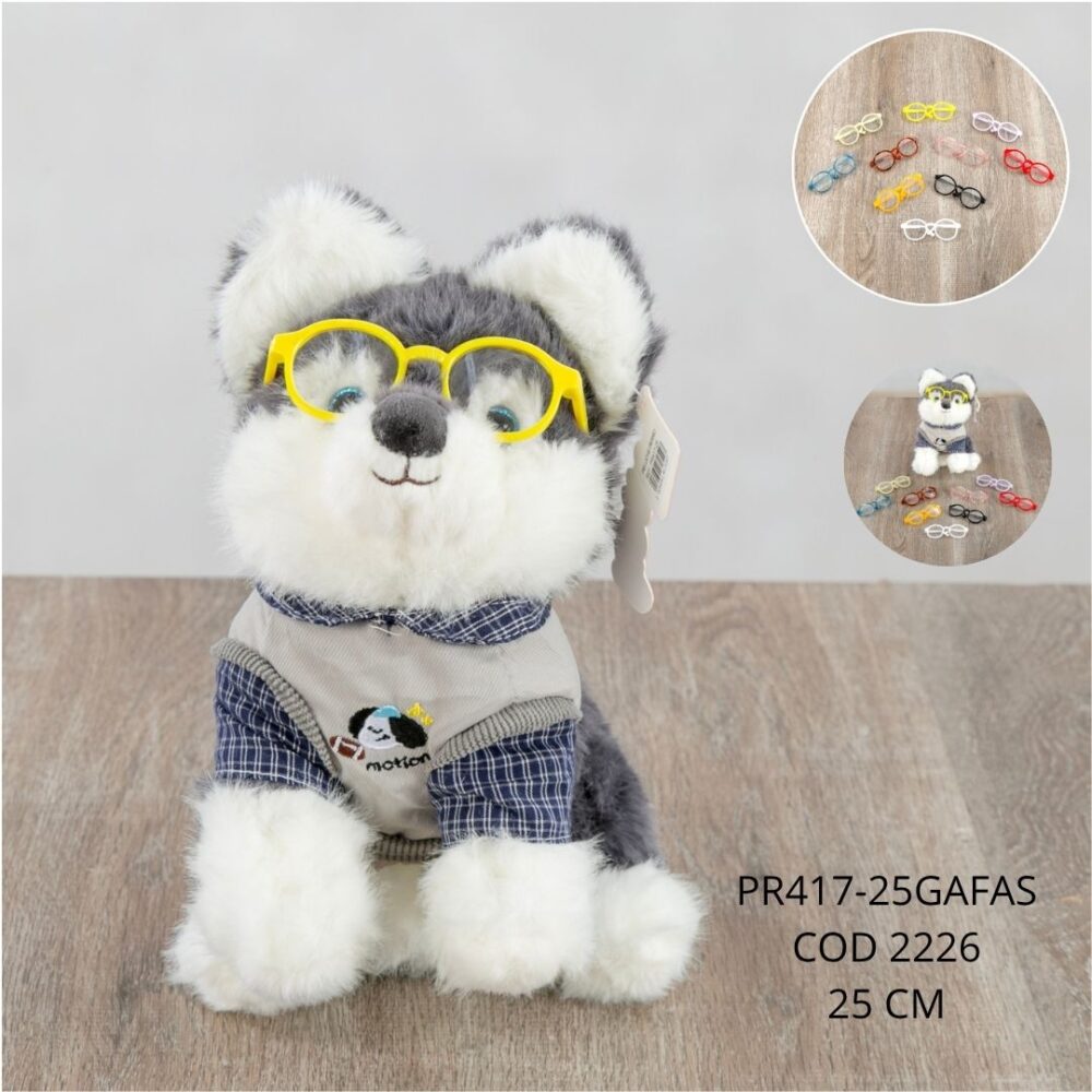 Perro Lobo Gafas  25cm - PR417-25GAFAS